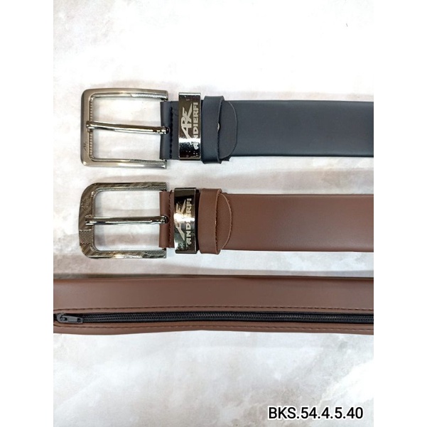 Gesper Jarum Resleting Kulit PU Sabuk Resleting Saku Rahasia