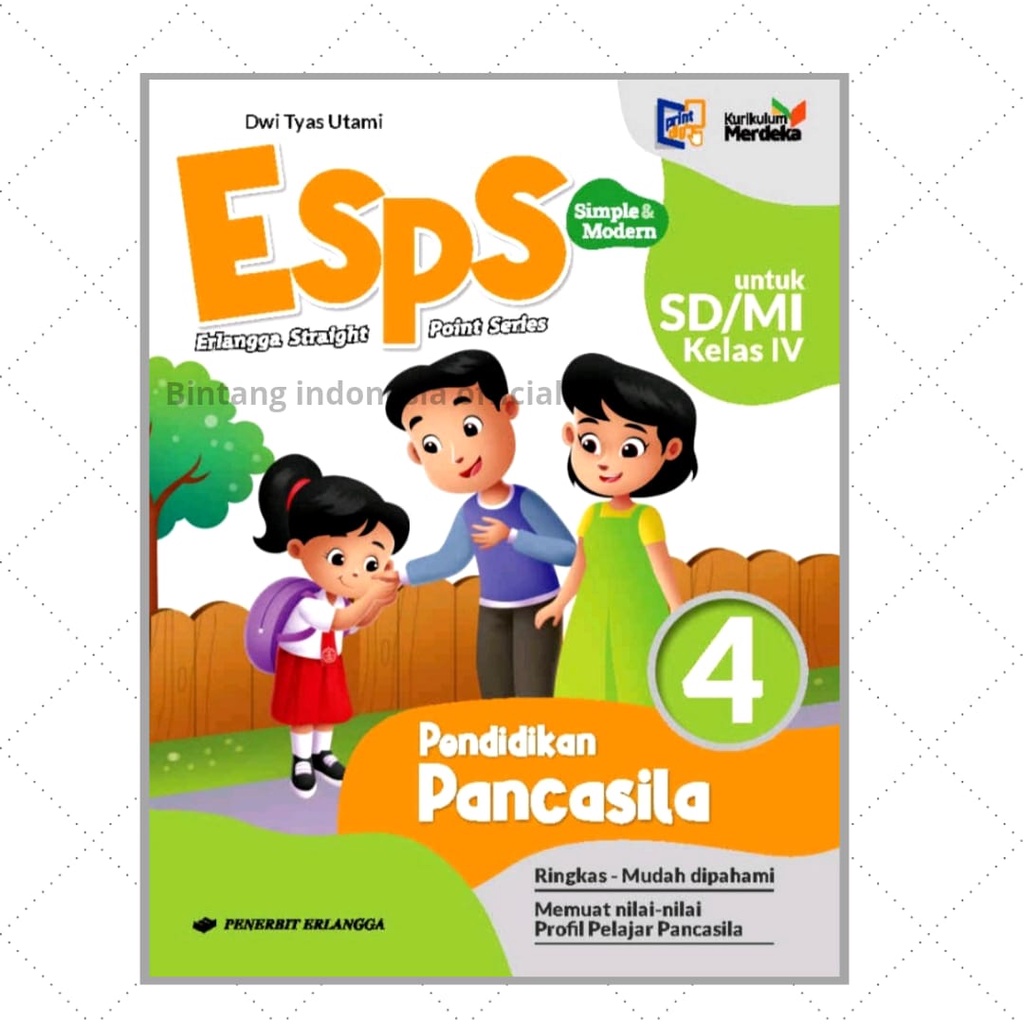 Buku Pelajaran Esps Pendidikan Pancasila Kelas 1,2,4 &amp; 5 SD/MI Kurikulum Merdeka Erlangga