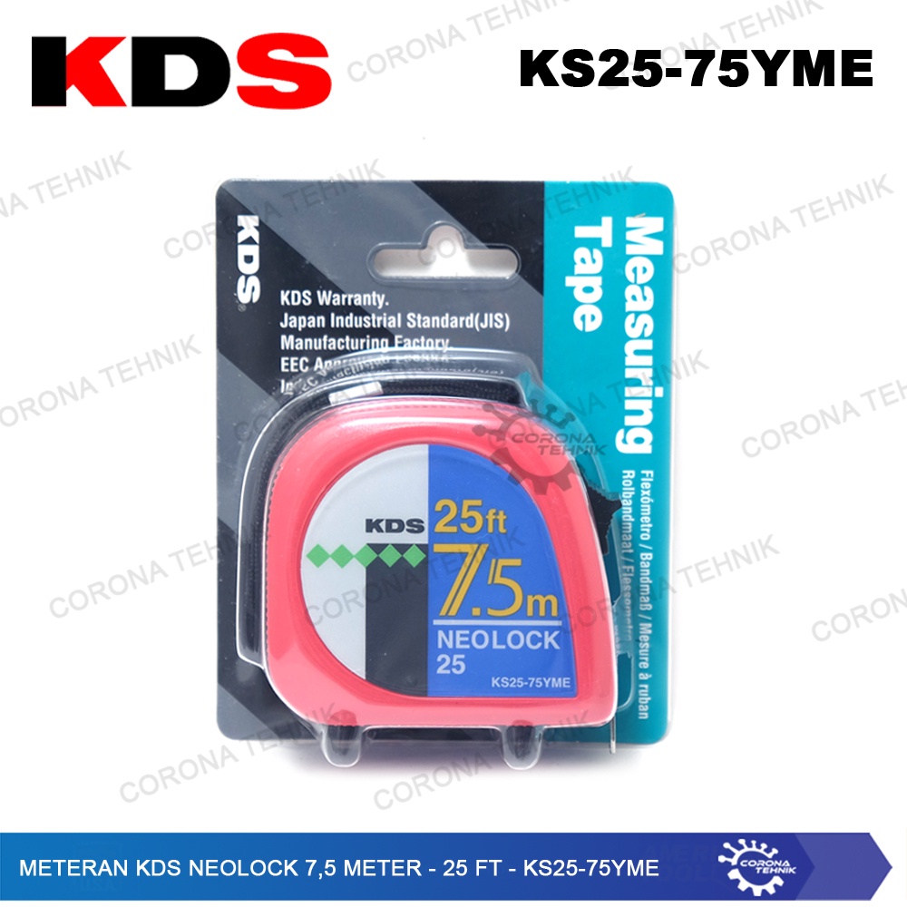 25 Ft - KS25-75YME Meteran KDS Neolock 7.5 Meter