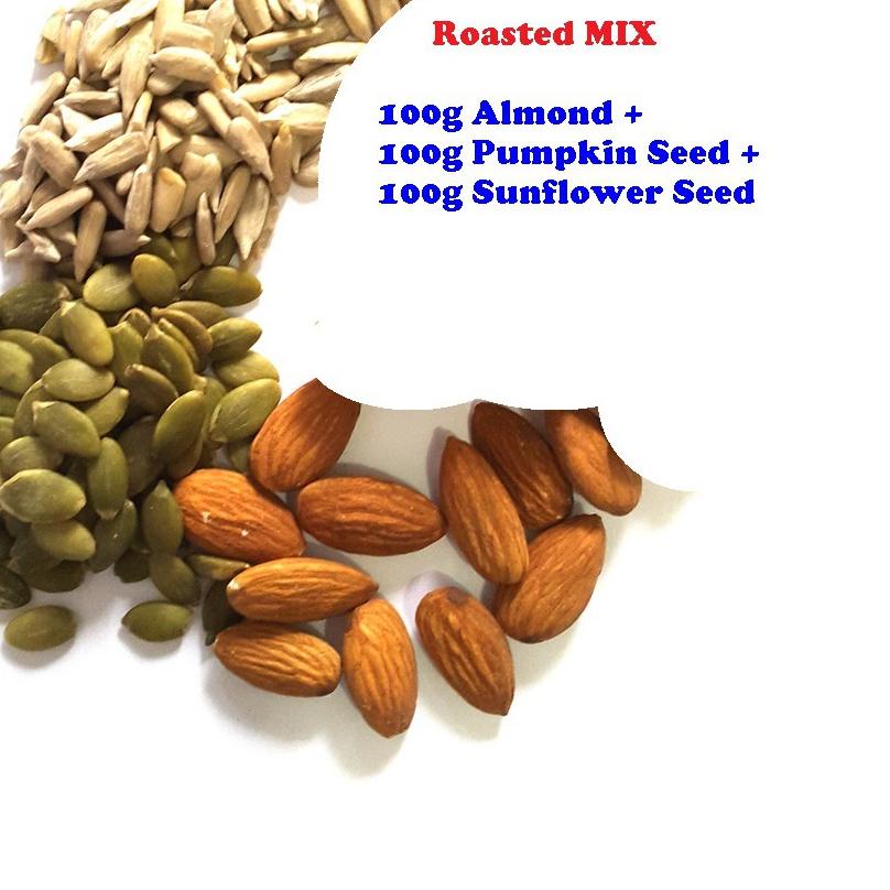 

♦ 300gr Roasted 100g Almond + 100g Pumpkin Seed + 100g Sunflower Seed - Oven - Matang ➪