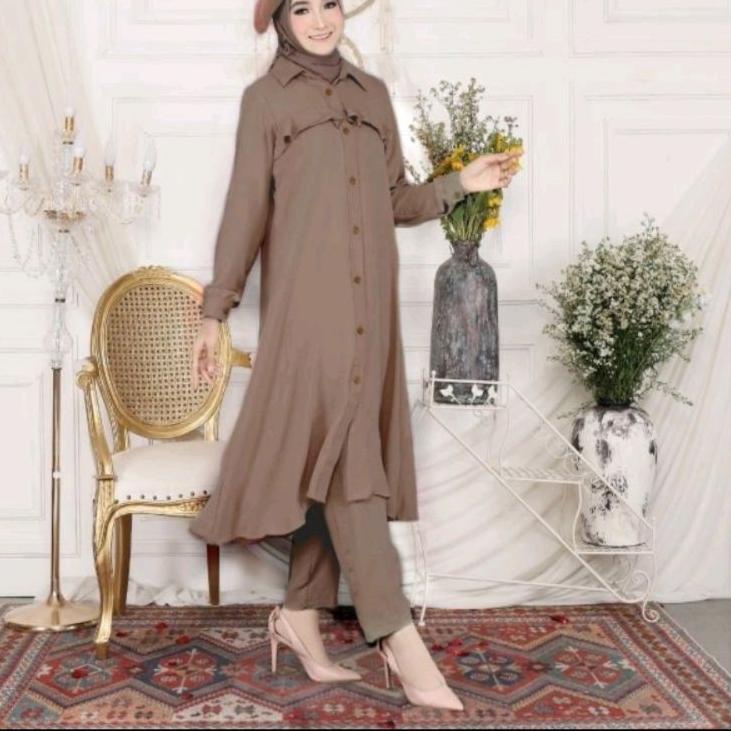 ➶ SETELAN CRINKLE LONG TUNIK ABRINA ➮