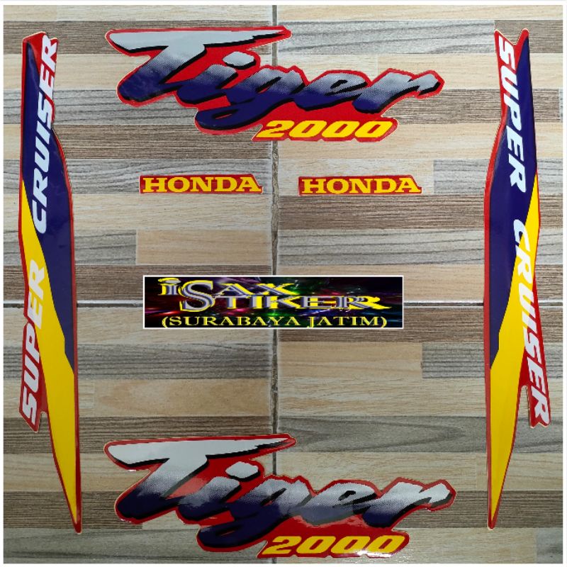 striping original Honda Tiger 2000 merah Lis kuning