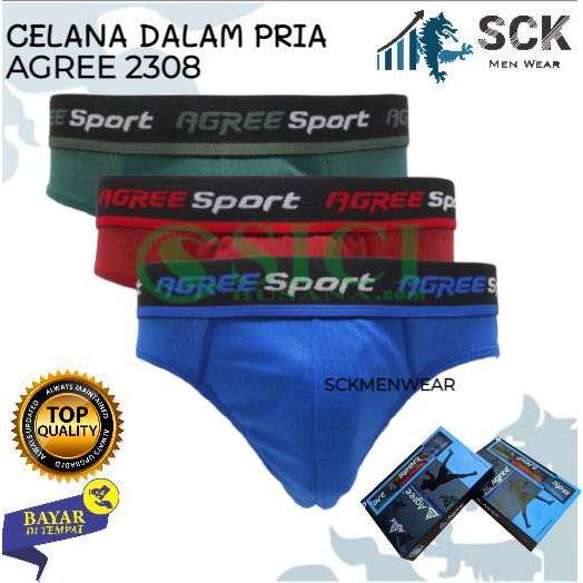 [ISI 3] Celana Dalam Olahraga Pria AGREE 2308 / CD Pinggang Karet MODEL BOXER Sport  / Pakaian Dalam Cowok - sckmenwear GROSIR