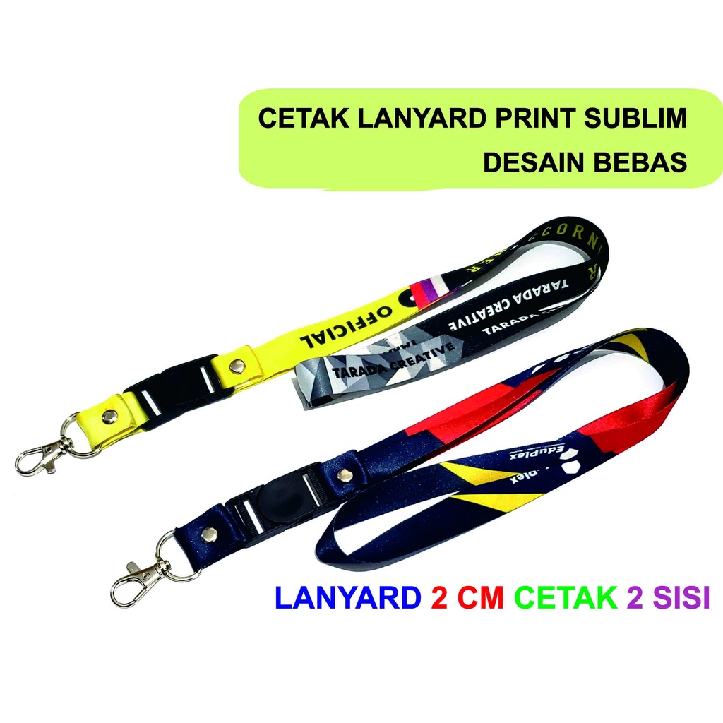 

tali lanyard print sublim 2cm cetak 2 muka / tali id card printing dua cm cetak dua muka / nametag
