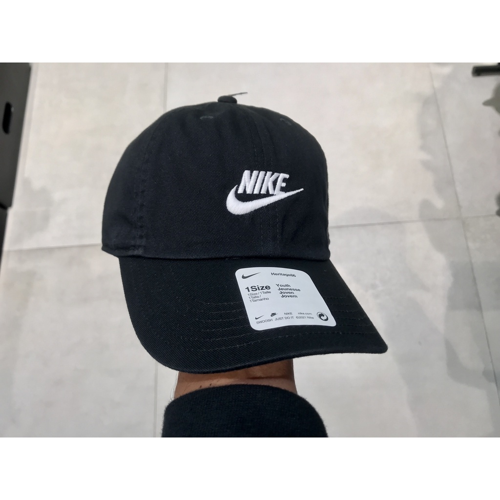 ✨NEW✨ -Topi Anak Nike Kids Heritage86 Black/White Cap 100% Original Resmi- 1.1.23