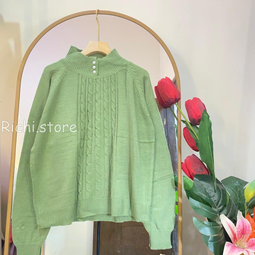 ZALINA BLOUSE RAJUT REGLAN TURTLENECK KANCING