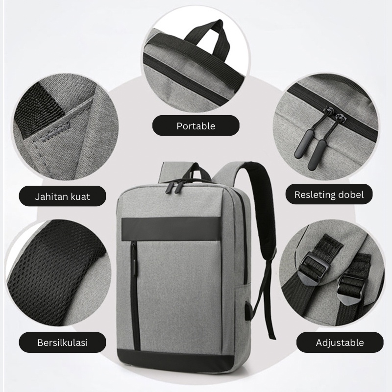 Mainland Tas Ransel Laptop Pria Model Simple Multifungsi Backpack Kerja Kuliah TR210