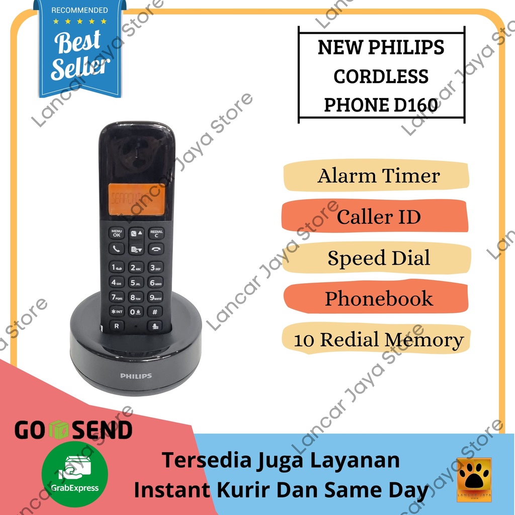 Telepon Wireless Philips D160 / Telpon Cordless Philips D-160 (Hitam)