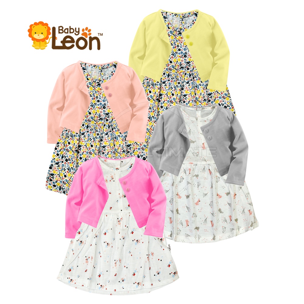 Rok Bayi Perempuan Setelan Cardigan Bayi + Dress Bayi BABY LEON Pakaian Bayi Perempuan SBJ-CR1 Baju Bayi Balita Cewek Baju Pesta Bayi Jaket Outer Bayi Baju Dress Gaun Bayi Perlengkapan Bayi Perempuan Bayi Cewek