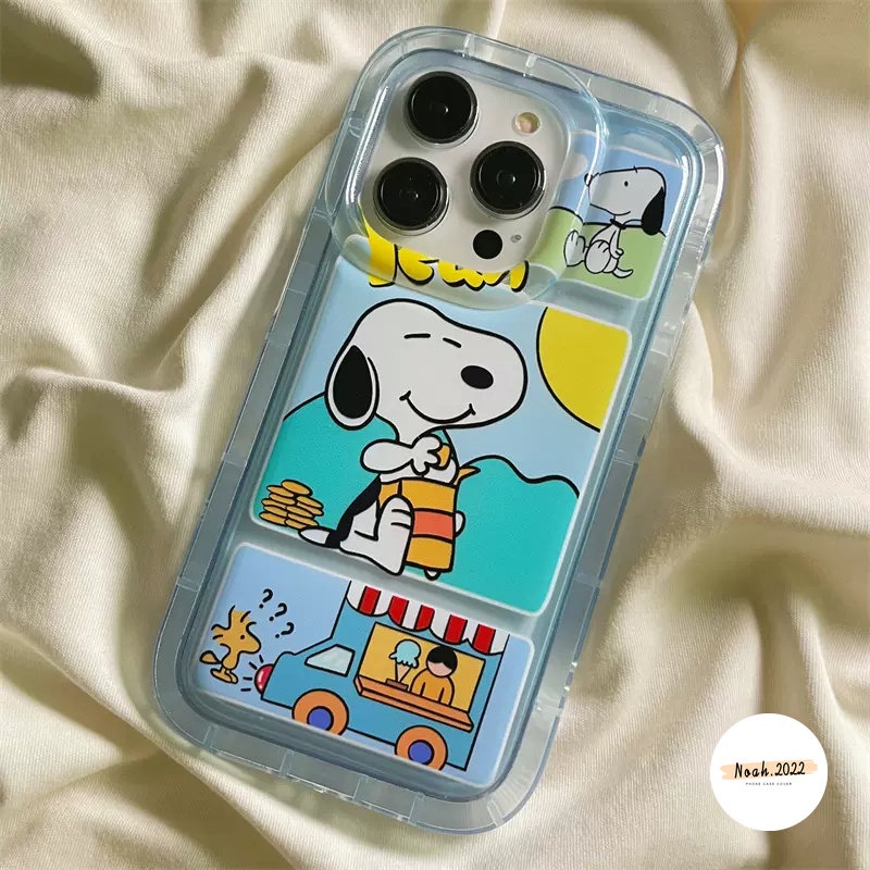 Transparent Airbag Case Compatible for iPhone 14 13 12 11 Pro Max 7Plus 8Plus X XS MAX XR 7 8 6 6S Plus Cartoon Snoopy Cute Clear Soft Phone Case Shockproof TPU Back Cover