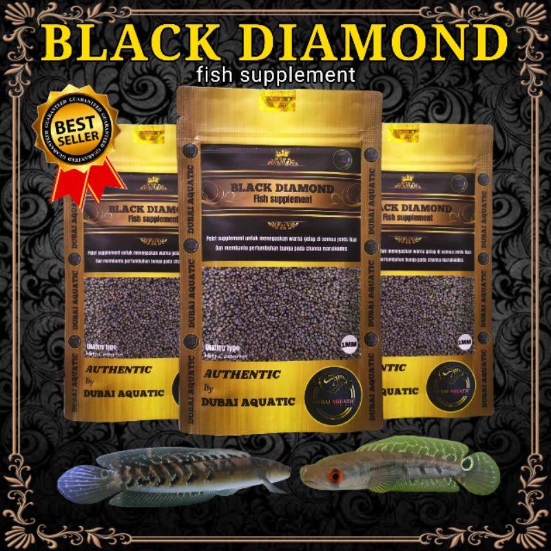 Pelet ikan channa Black Diamond 1mm 20gr (penumbuh bunga, penebal bar maru, mempertegas pigmen warna