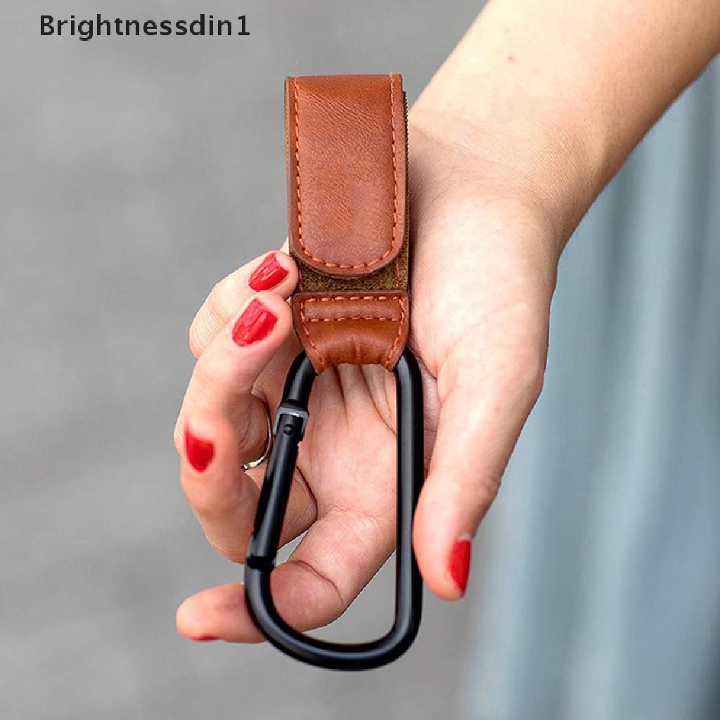 [Brightnessdin1] 1pcs pu Leather Baby Bag Stroller Hook Rotate 360derajat Rotatable Multi-Fungsi Stroller 2in1 Metal Hook Stand Accessorie Boutique