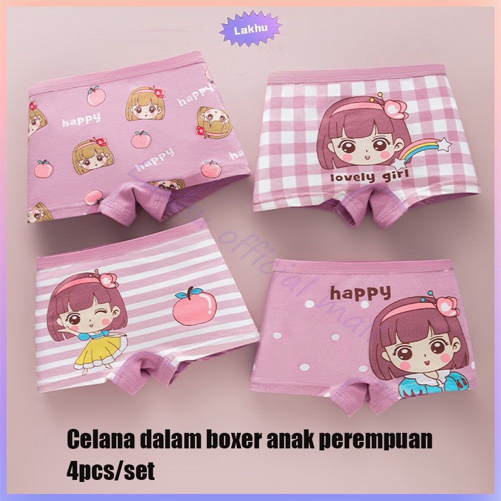 Lakhu 2-10 Tahun Katun Murni Celana Dalam Anak Perempuan Boxer Anak Cd Boxer Anak Perempuan