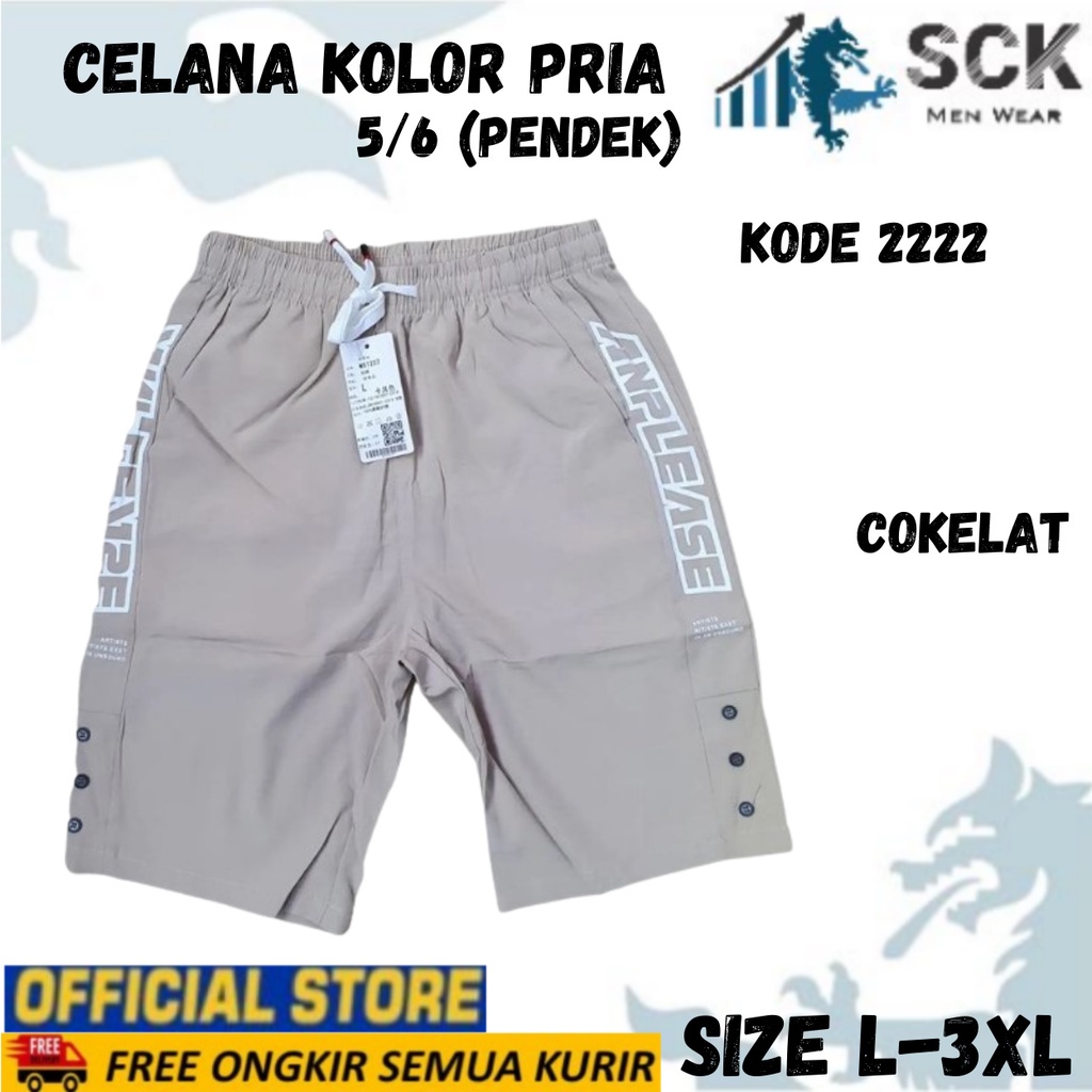 Celana Kolor PENDEK Pria 2222 POLOS L - 4XL JUMBO / Celana Kolor Karet Pendek Katun Distro - sckmenwear GROSIR