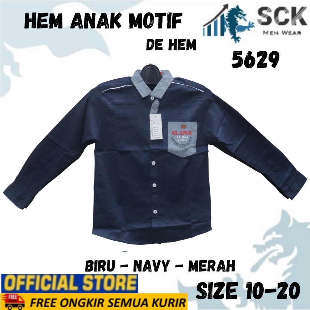Kemeja Anak Polos De Hem 5629 10-20 Lengan Panjang [Usia 2-10Th]  / Kebutuhan Anak Laki - sckmenwear GROSIR