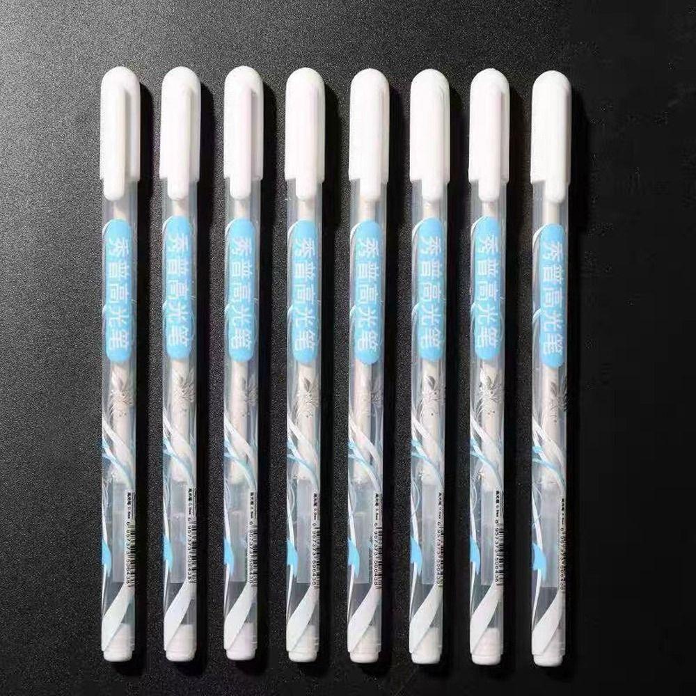 R-flower 5Pcs 0.8mm Putih Pen Sketsa Fine Liner Pen Penanda Seni Pencerah Sekolah Baru