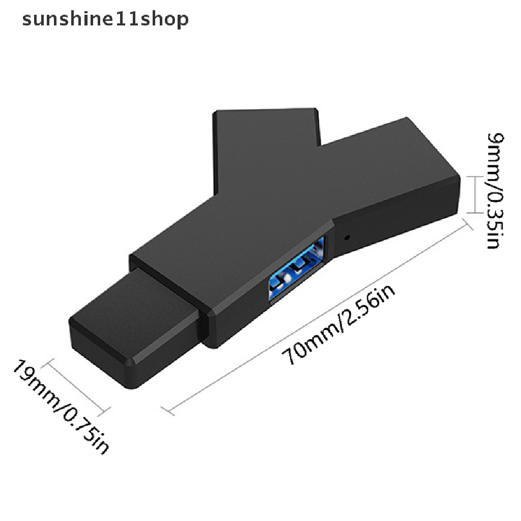 Sho 1Pc USB 3.0 Hub Mini Berbentuk Y 3-IN-1 Tipe-C3.1 3-Port Splitter Hub Expander N