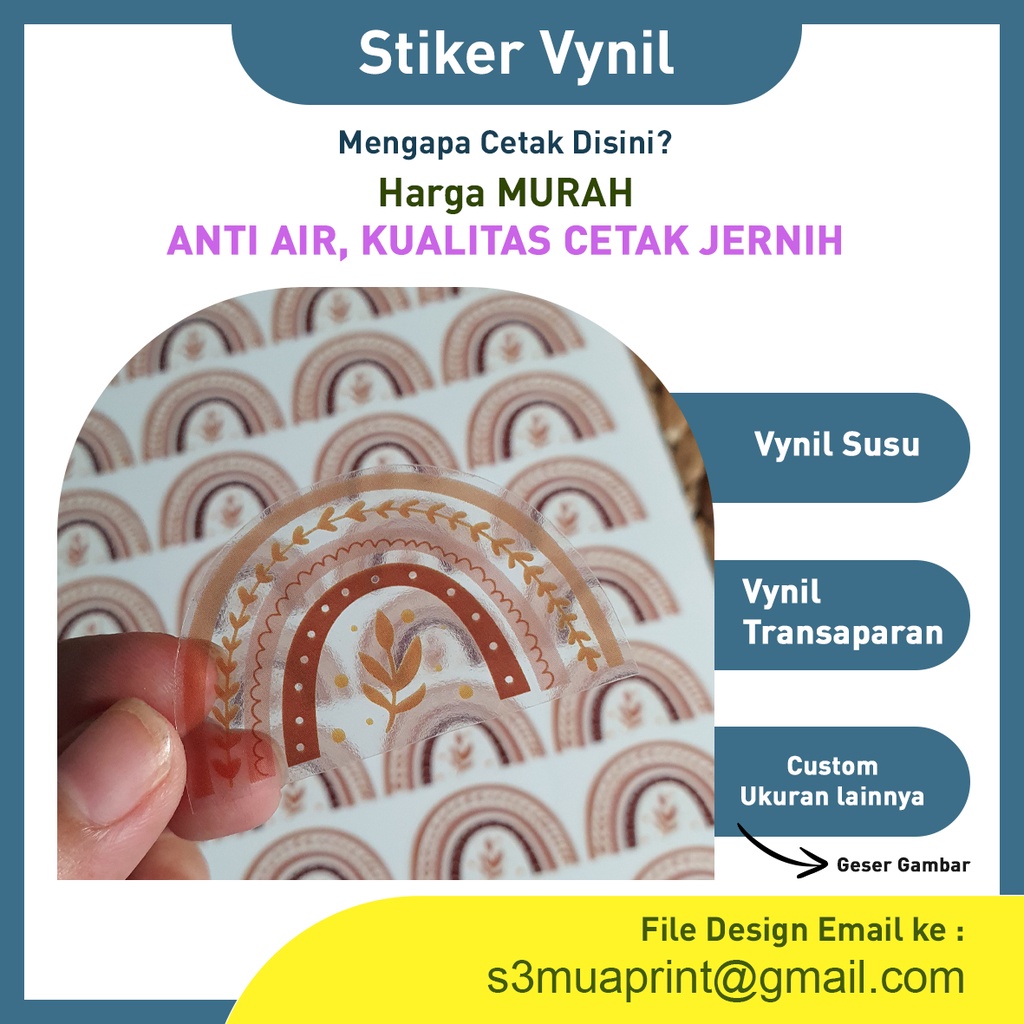 

Stiker Label kemasan anti air Vinyl / Transparan A3+ waterproof