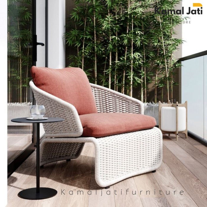 kursi santai outdoor teras taman rotan sintetis, kursi rotan sintetis