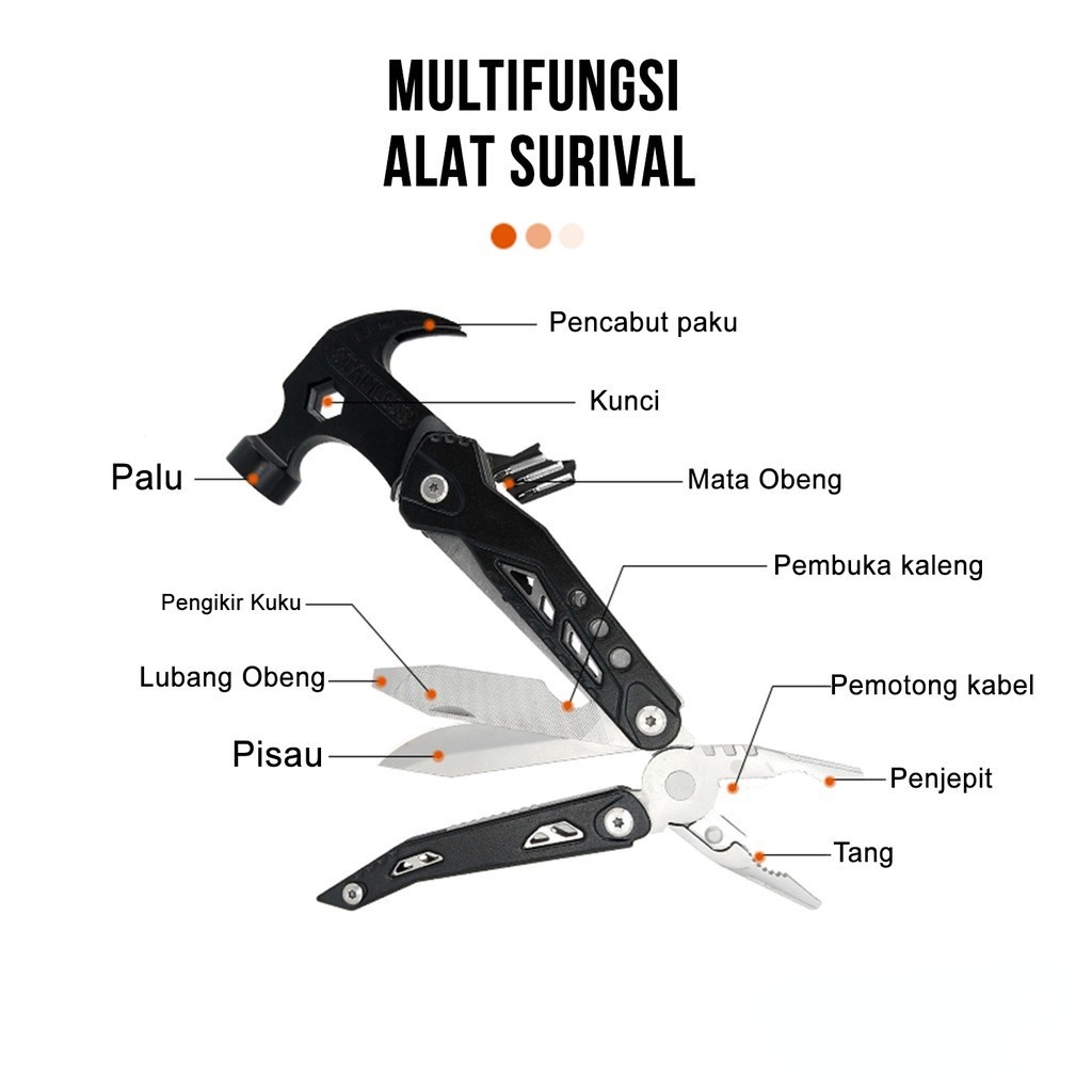 PALU MULTIFUNGSI/Palu Tang Lipat Multifunctional Axe Hammer Survival Tools/alat multifungsi/palu multifungsi/palu tang lipat/tang lipat