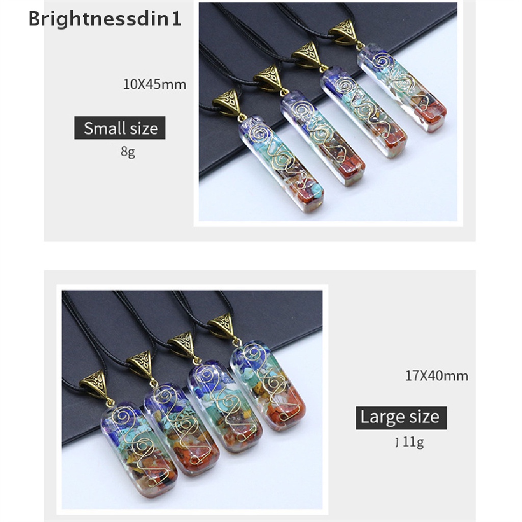 [Brightnessdin1] 7 Chakra Kristal Batu Orgone Energi Orgonite Piramid Hex Hancur Meditasi Reiki Liontin Kalung Perhiasan Rantai Untuk Pria Butik