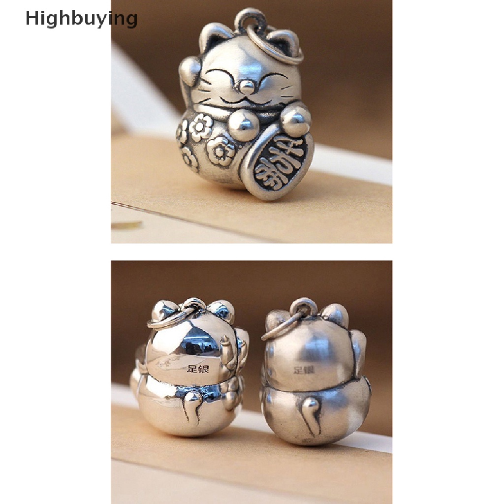 Hbid Vintage Titanium Silver Matte Fortune Cat Ch Kualitas Tinggi Fancy Ornamen Liontin DIY Membuat Perhiasan Kalung Good Luck Kucing Pendant Glory