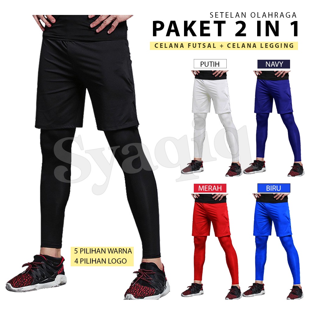 PAKET CELANA GOWES 2 IN 1 LEGGING SPORT MANSET BASE LAYER SETELAN OLAHRAGA PRIA WANITA