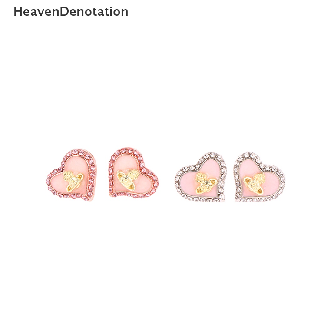 [HeavenDenotation] 1pasang Empress Anting Kristal Saturnus Warna Pink Perak Tindik Stud Earrings HDV