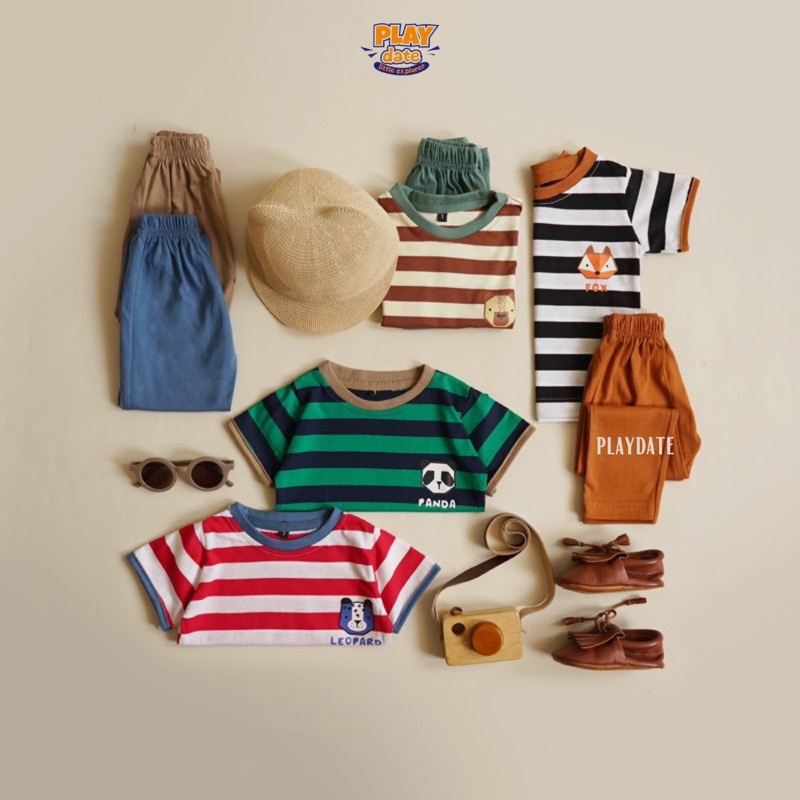 Playdate Oneset Setelan Baju Anak Laki Laki Perempuan Stripe Premium Kids Piyama