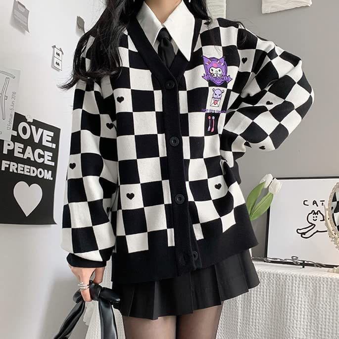 【AiVii】CARDIGAN RAJUT KAWAII IMPORT SANRIO PLAID