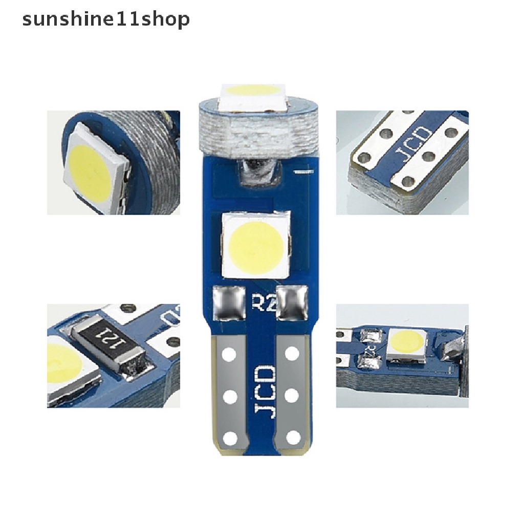 Sho 10Pcs T5 Bohlam Led Mobil Instrumen W3W W1.2W 3030putih Lampu Led Dashboard Lampu Penghangat Indikator Wedge Lampu Interior Mobil N