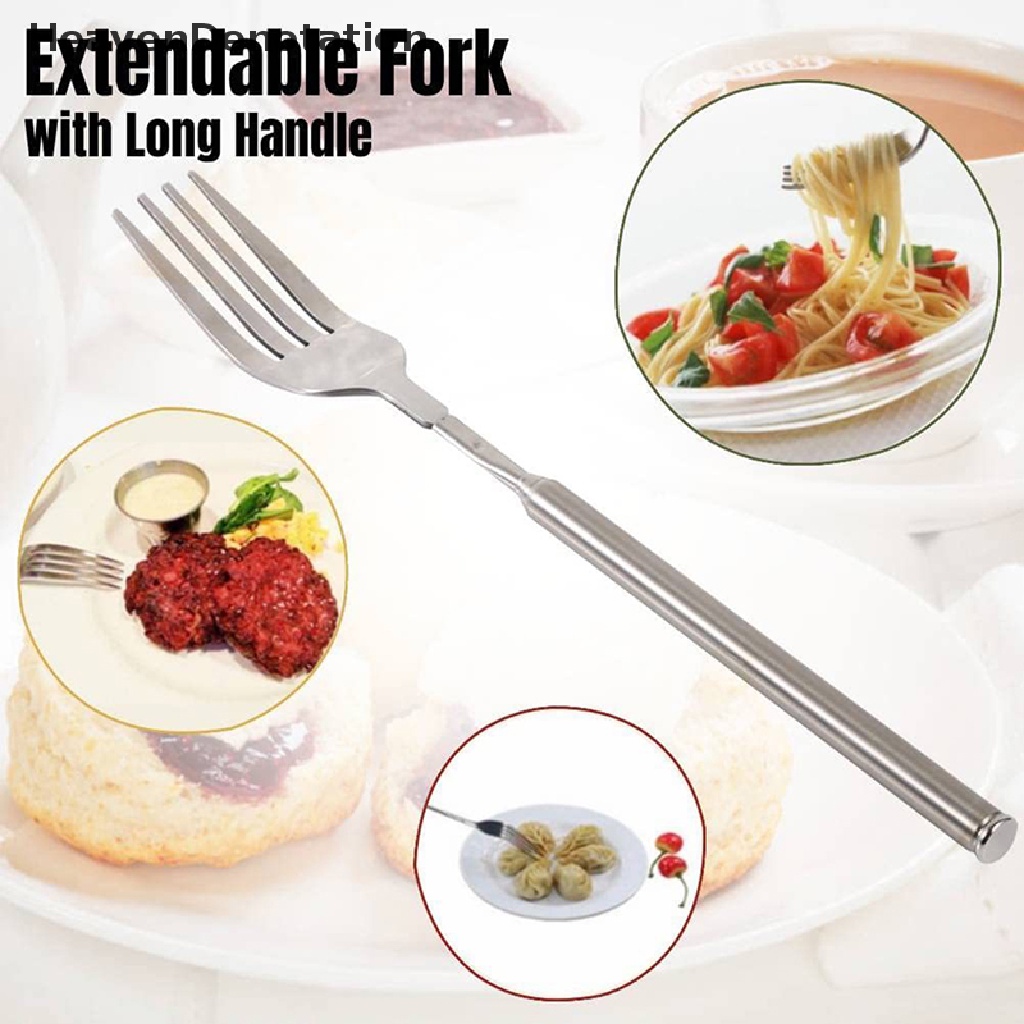 [HeavenDenotation] Retro Garpu BBQ Teleskopik Extendable Dinner Dessert Gagang Panjang Fork Tableware HDV