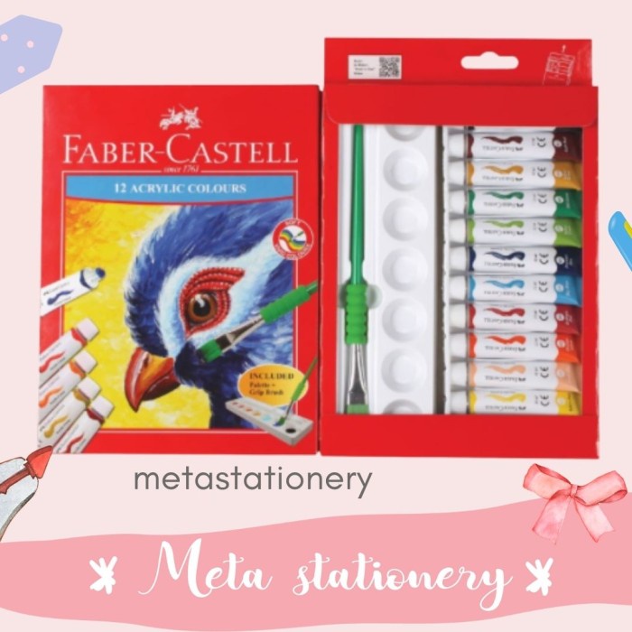 

Cat Acrylic 12 Warna Faber Castell Free Palet + Kuas
