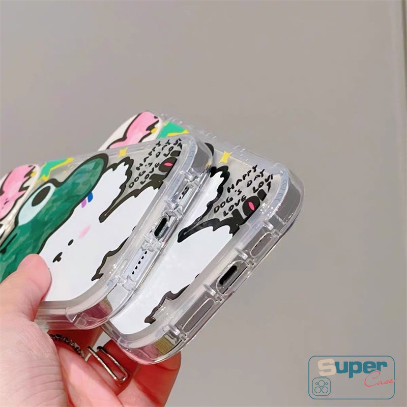 IPHONE Kompatibel Untuk Iphone11 12 13 7Plus 8Plus XR 14 Pro Max14 Plus X XS MAX SE 2020 Lucu Kartun Hewan Kodok Anjing Kelinci Lembut Kreatif Flip Make Up Cermin Graffiti Case