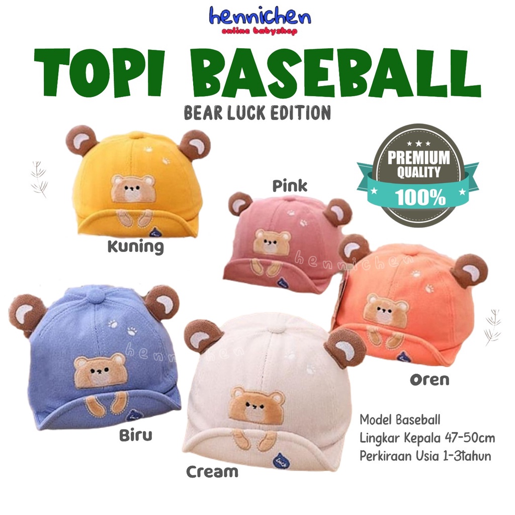 TOPI BASEBALL ANAK BEAR LUCK TOPI BERUANG ANAK LUCU FASHION TOPI ANAK HIGH QUALITY CNA