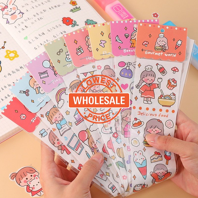 [Grosir] Diy Scrapbook Strip Split Tape Stiker Ins Angin Huruf Inggris Case Stiker Perekat Diri Kawaii Pvc Hewan Stiker Kartun Kelinci Tahan Air Tangan Rekening Stiker