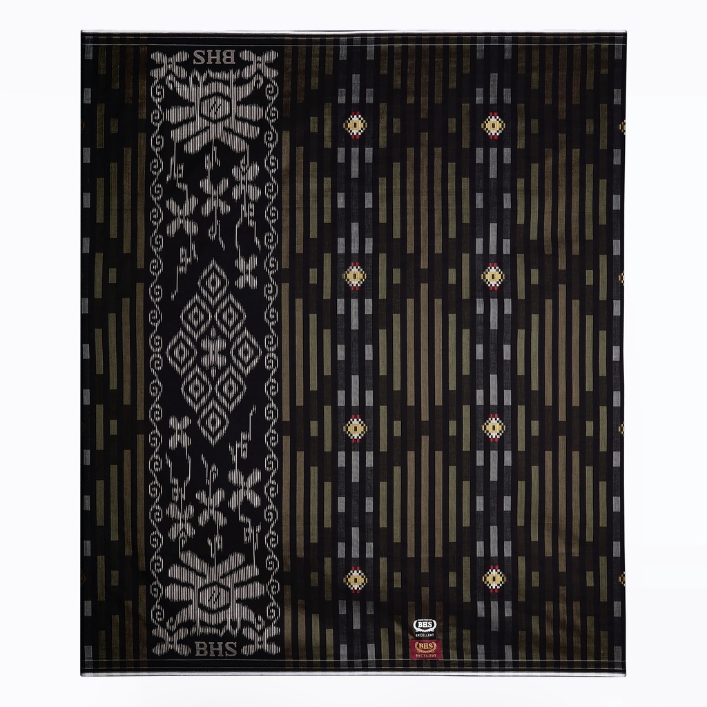 Sarung BHS Excellent Gold Motif Songket Piramida Hitam Kuning/ EXC GOLD SPM