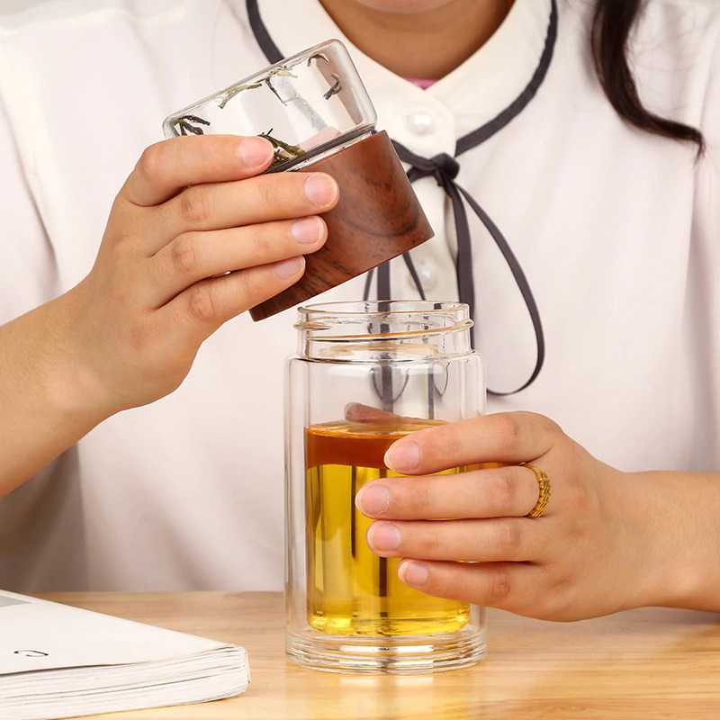 Botol Minum Penyaring Teh Tea Infuser Tea Infuser Bottle Tumbler Kaca Botol Tumbler Minum Teh Dengan Penyaring Double Wall 230ml One Two Cups
