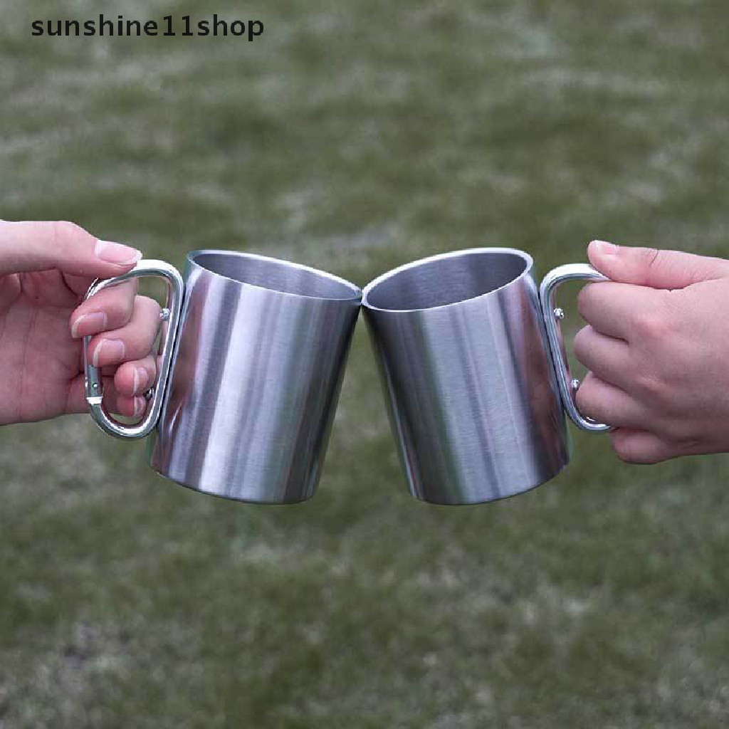 Sho 200/300ml Camping Travel Stainless Steel Air Teh Kopi Cangkir Piknik Water Mug N