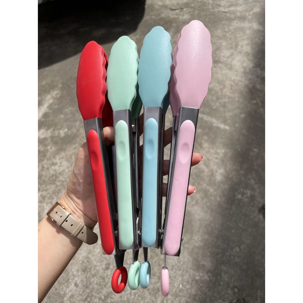 DS Capitan Makanan Kue Dan Gorengan Warna / Food Tongs Silicone Stainless / Capitan Silikon Murah Anti Lengket Quality Premium Import