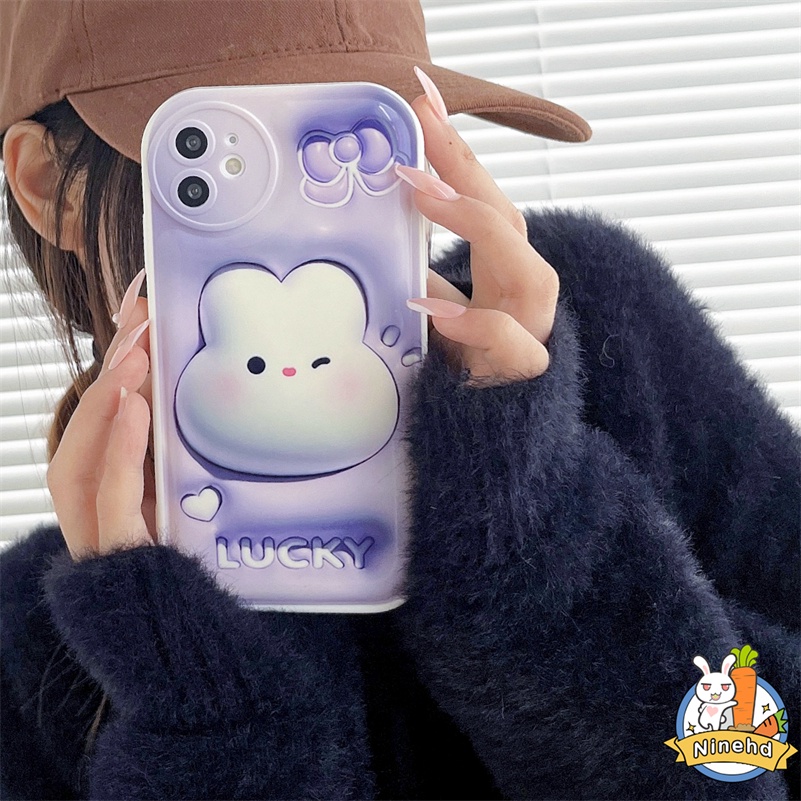 Oppo A17 A57 A77 A16 A16K A15 A15s A3s A5s A76 A96 A74 A54 A95 A94 A93 A92 A52 A53 A5 A9 F11 F9 Reno 8Z 7Z 6Z 53d Vision Fashion Rabbit Silikon Bantal Angin Shockproof Phone Case