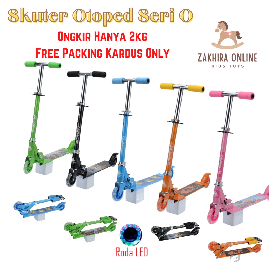 Mainan Anak Skuter Anak Seri-O Otoped Zavanese roda 2 Karakter LED