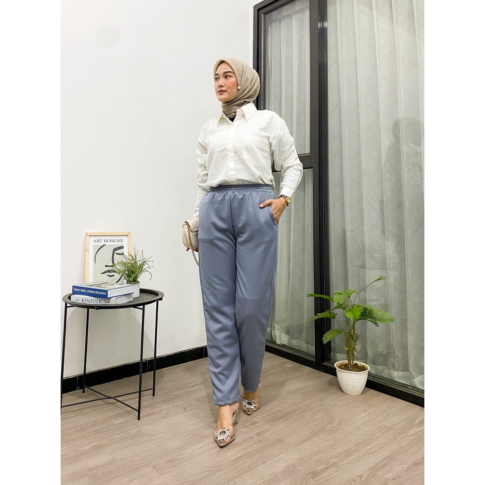 Mango knit Celana Kulot Knit Wanita Tebal - Celana Kulot Highwaist