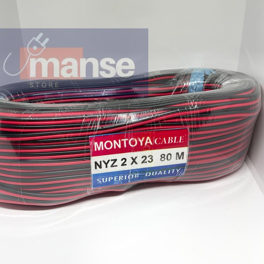 ▼ Kabel 2x23 Double Serabut NYZ 2x23 Merah Hitam 80m ←