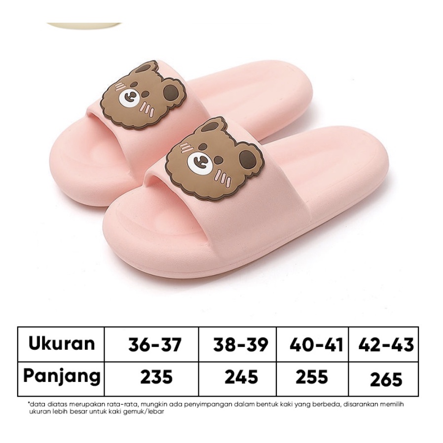 Sandal Slip-On CuteBear H08 Sandal Rumah/Kamar Mandi Slipper Strap Comfy Cowok Cewek