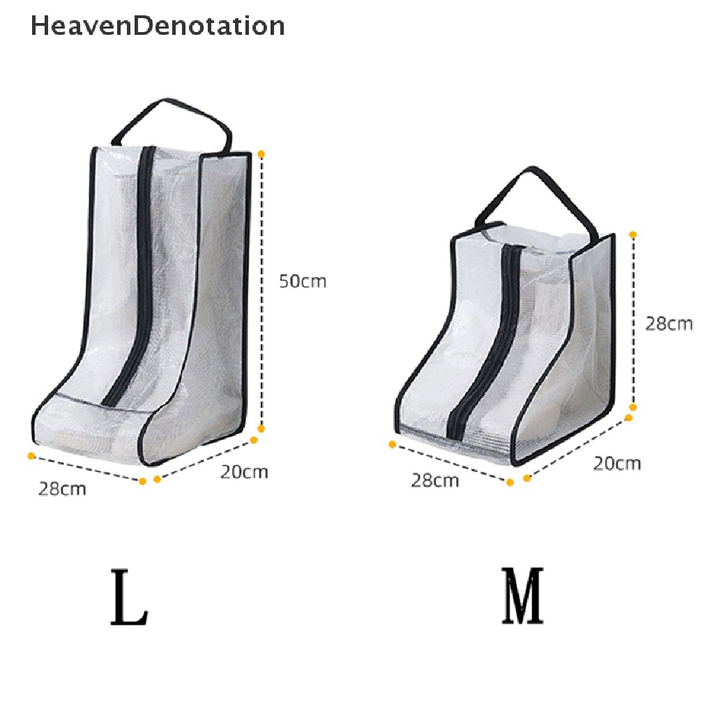 [HeavenDenotation] Boot Storage Bag Tahan Air Debu Transparan Sepatu Perlindungan Tas Resleting Portable Boots Saku Rumah Tangga Penyimpanan Perjalanan HDV