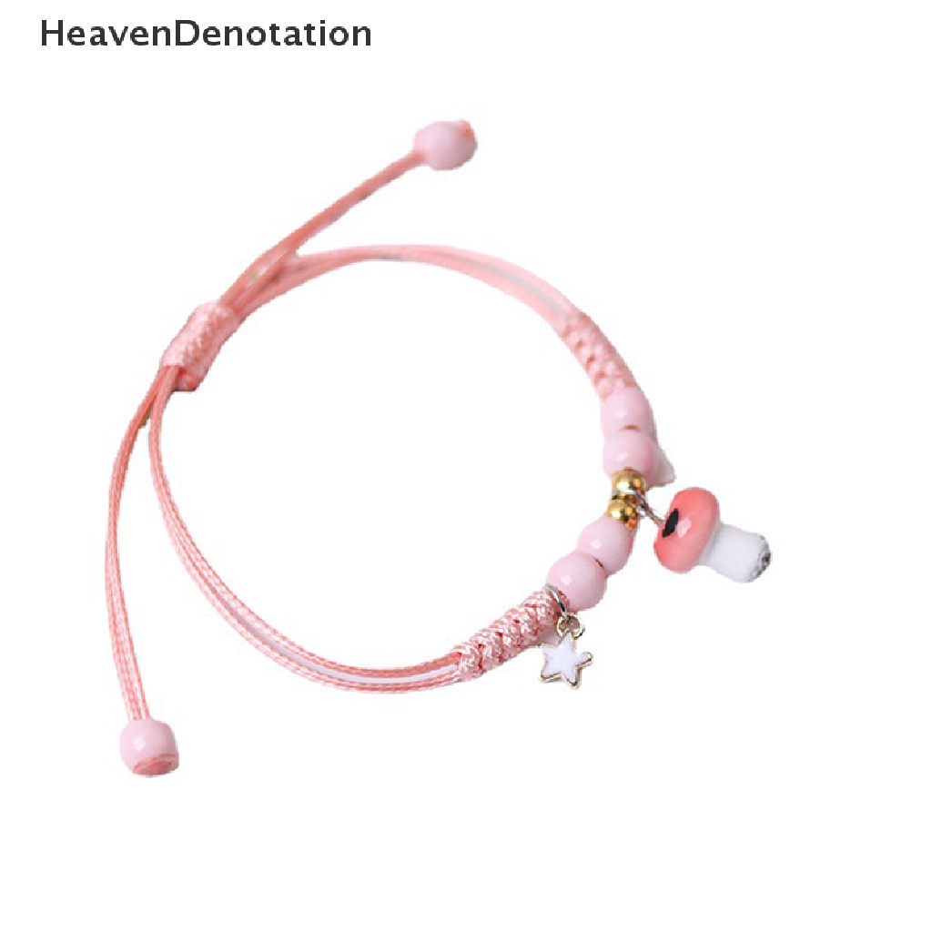 [HeavenDenotation] Hot Sale Retro Gelang Wanita Jamur Keramik Buatan Tangan DIY Bracelets Artware Untuk Wanita Gadis Hadiah Perhiasan HDV