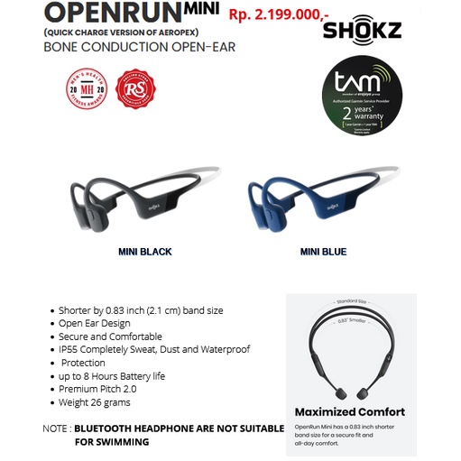 Bluetooth Headset Shokz Aftershokz Openrun Aeropex Wireless Stereo Bone Conduction