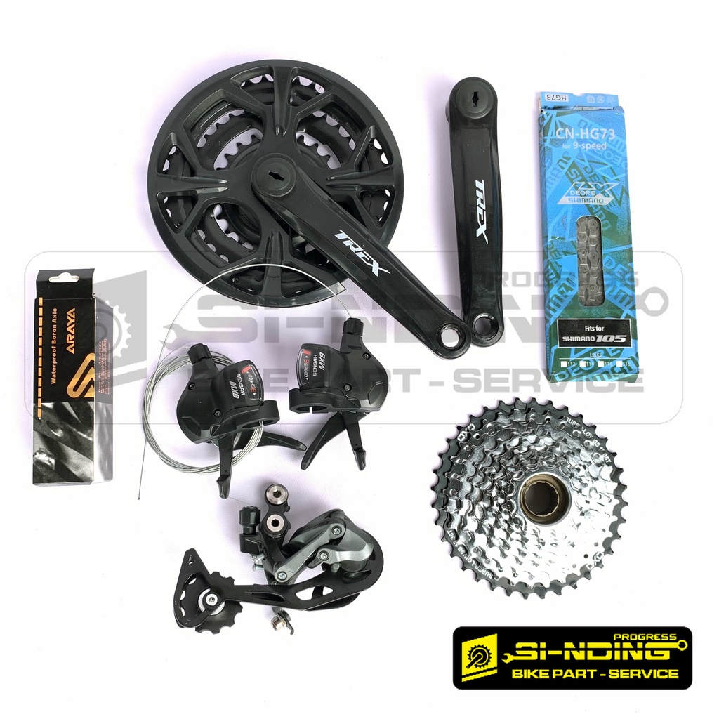 Groupset Crankset BB Kotak Sepeda MTB 3 X 9 Speed Shimano Altus Alivio Sprocket Drat Ulir 9 Speed