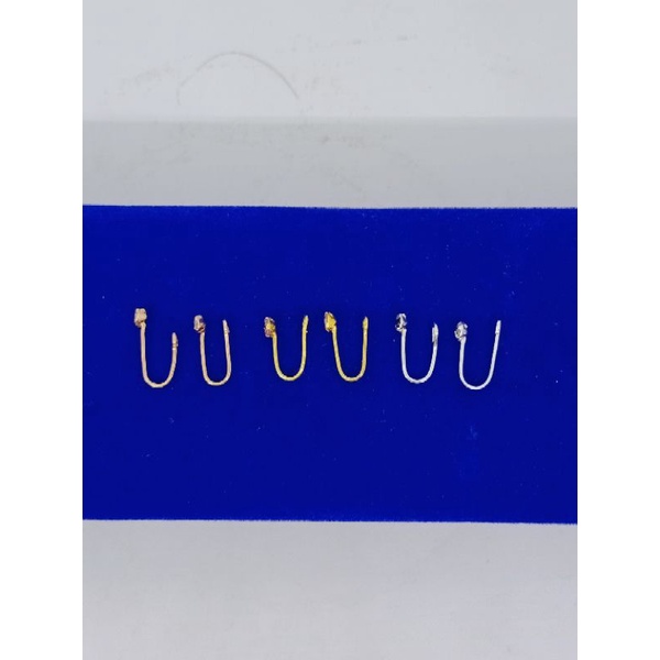 anting hidung variasi warna mata/perak asli silver 925 lapis emas/perhiasan fashion wanita terbaru